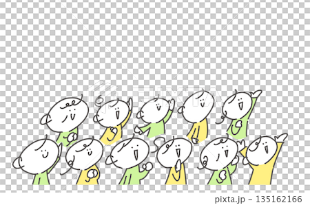 人們在活動中歡呼雀躍，觀眾，人群，線條畫 135162166