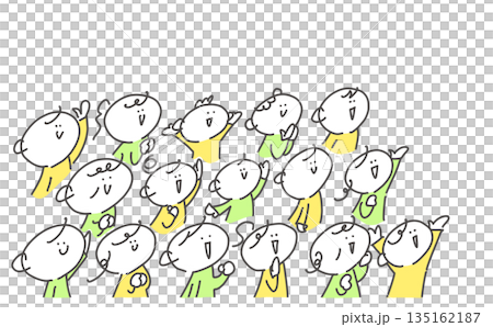 People cheering and getting excited at an event, spectators, crowd, line drawing People cheering and getting excited at an event, spectators, crowd, line drawing 135162187