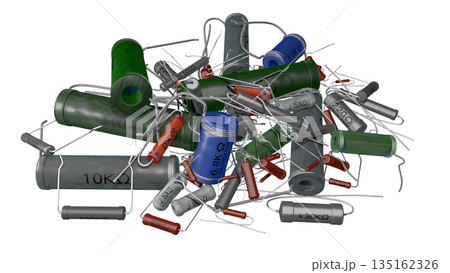 レトロ電子部品シリーズ（昭和時代に使われていた抵抗器のコレクション：多種多様混合 タイプ）PNG画像 135162326