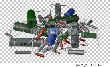 レトロ電子部品シリーズ（昭和時代に使われていた抵抗器のコレクション：多種多様混合 タイプ）PNG画像 135162326