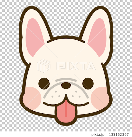 白色法國鬥牛犬臉部圖標 135162397