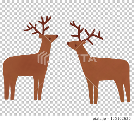 Two simple deer facing each other 135162626