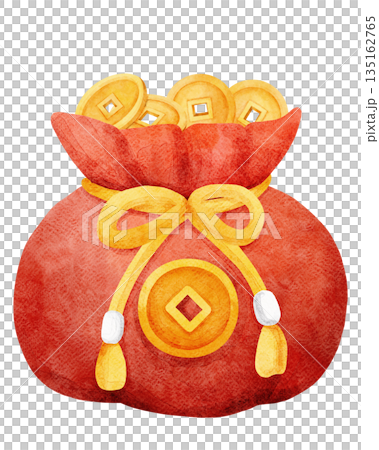 Watercolor Chinese Money Bag Illustration Watercolor Chinese Money Bag Illustration 135162765
