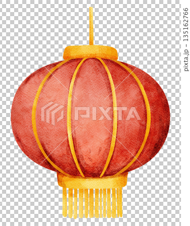 Watercolor Illustration of a Red Chinese Lantern Watercolor Illustration of a Red Chinese Lantern 135162766