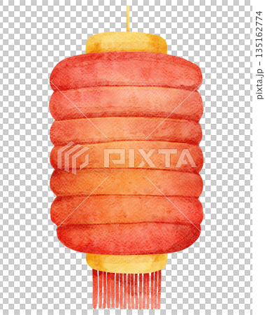 Watercolor Illustration of a Red Chinese Lantern Watercolor Illustration of a Red Chinese Lantern 135162774