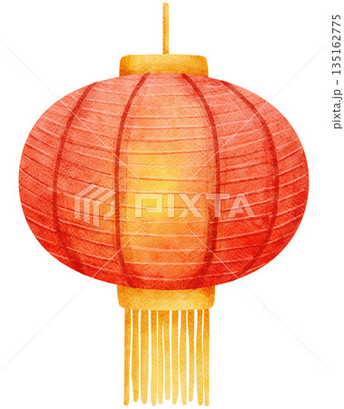 Illustration of a Red Chinese Lantern Illustration of a Red Chinese Lantern 135162775