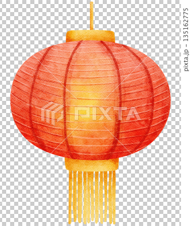Illustration of a Red Chinese Lantern Illustration of a Red Chinese Lantern 135162775