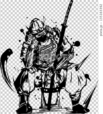 武士墨畫插圖 135163392