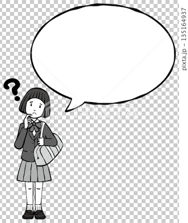 【單色】女生製服、西裝外套、對話框、問題 【單色】女生製服、西裝外套、對話框、問題 135164937