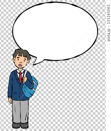 Boys' uniform, blazer, speech bubble, troubled face 135165063