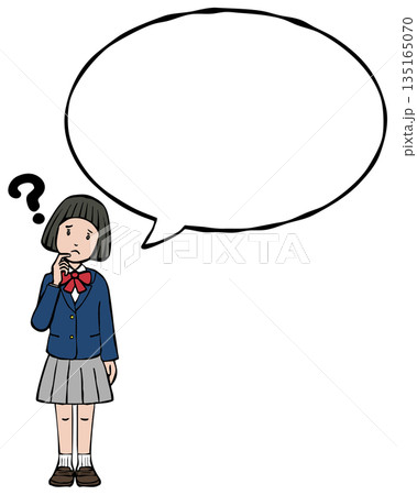 女の子制服 ブレザー 吹出し 疑問 女の子制服 ブレザー 吹出し 疑問 135165070