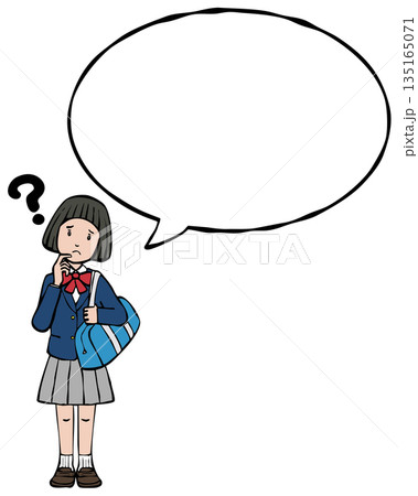 女の子制服　ブレザー　吹出し　疑問 135165071
