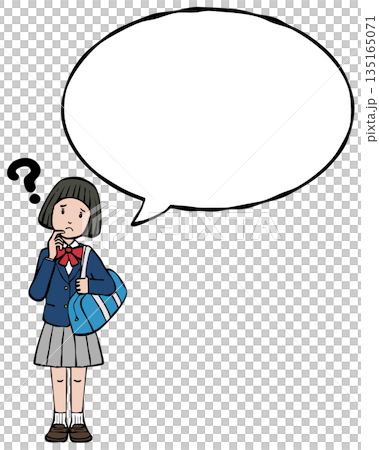 女の子制服　ブレザー　吹出し　疑問 135165071