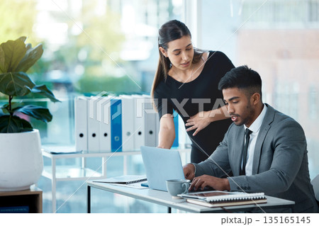 Pregnant business woman, man and talk in office with typing, coaching or project in finance company. Businesswoman, accounting or partnership with pregnancy, planning or teamwork with hand on stomach Pregnant business woman, man and talk in office with typing, coaching or project in finance company. Businesswoman, accounting or partnership with pregnancy, planning or teamwork with hand on stomach 135165145