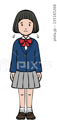 女の子制服ブレザー　困り顔 135165268
