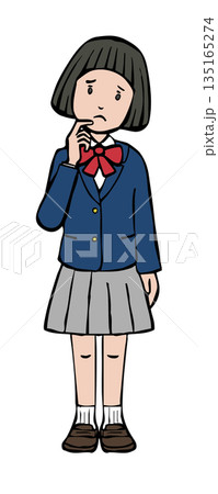 女の子制服ブレザー 考える 悩む 女の子制服ブレザー 考える 悩む 135165274