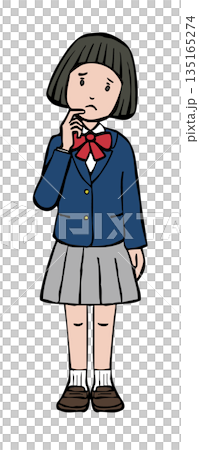 女の子制服ブレザー 考える 悩む 女の子制服ブレザー 考える 悩む 135165274
