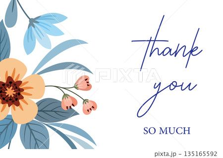 Elegant Thank You Card with Floral Design on White Background Elegant Thank You Card with Floral Design on White Background 135165592
