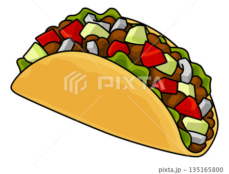 Crunchy Taco Food Illustration Crunchy Taco Food Illustration 135165800