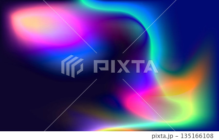 Colorful bright holographic gradient abstract background with shapes and curves blend. 135166108