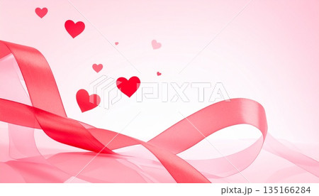 リボンとハートが舞うバレンタインデー背景素材|ロマンチックで上品 リボンとハートが舞うバレンタインデー背景素材|ロマンチックで上品 135166284