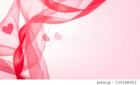 リボンとハートが舞うバレンタインデー背景素材｜ロマンチックで上品 135166452