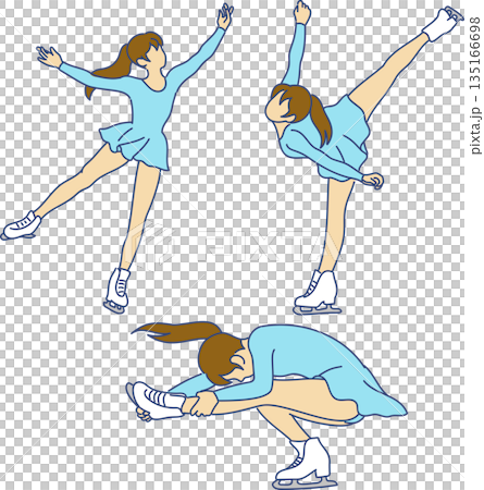 フィギュアスケート女子のイラストセット フィギュアスケート女子のイラストセット 135166698