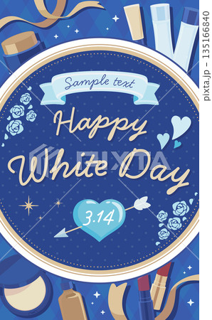 ホワイトデーフレーム_丸フレーム_コスメ_縦 135166840