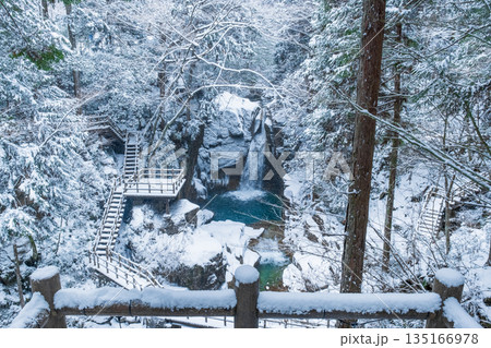 夕森渓谷（冬）：竜神の滝 135166978