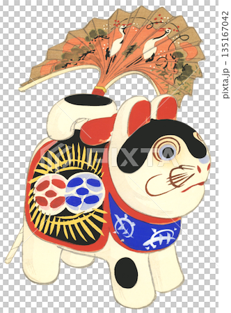 日本の郷土玩具　扇と犬張子 135167042