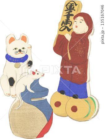 日本の郷土玩具　金運の人形 135167046