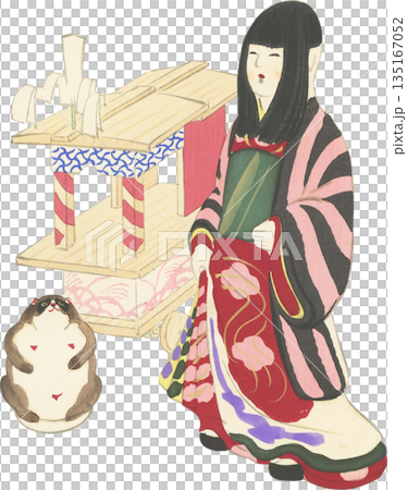 日本の郷土玩具　人形　たぬき　山車 135167052