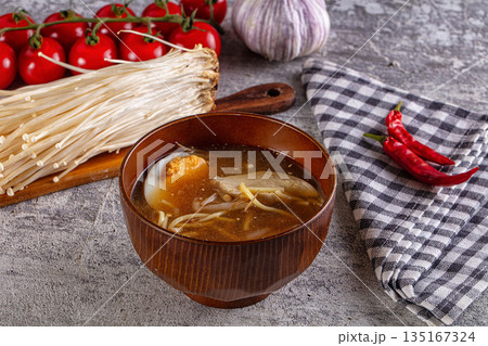 Japanese soup miso with chicken Japanese soup miso with chicken 135167324