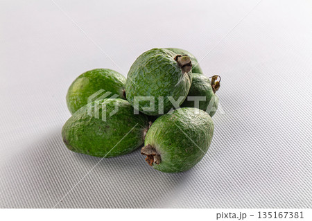 Fresh sweet juicy green feijoa fruit Fresh sweet juicy green feijoa fruit 135167381