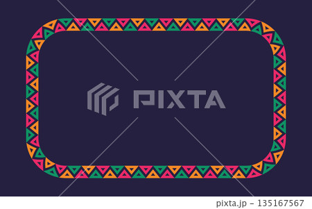 Text Frame African Mexican pattern rectangle frame. African ethnic...のイラスト素材 [135167567 ...