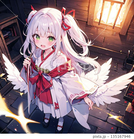 巫女服を着たかわいい少女のイラスト 巫女服を着たかわいい少女のイラスト 135167946
