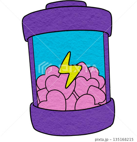 A bottle containing a heart and energy inside 135168215