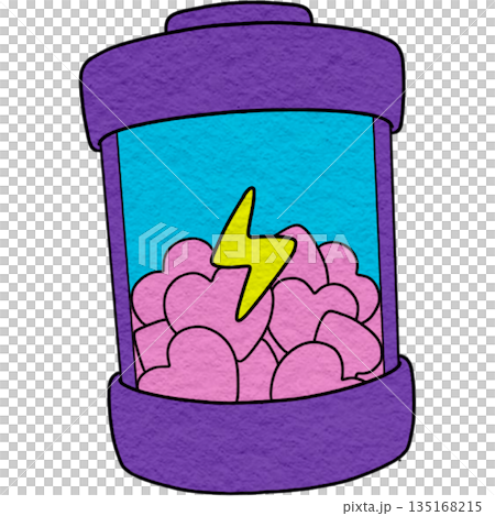 A bottle containing a heart and energy inside 135168215