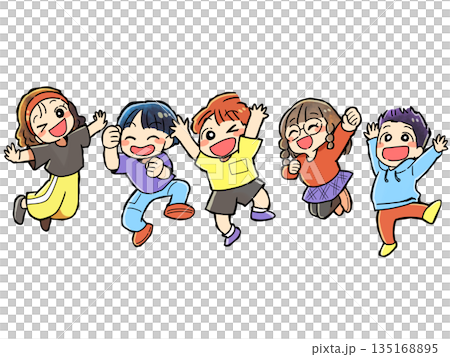 飛び跳ねる子供達 135168895