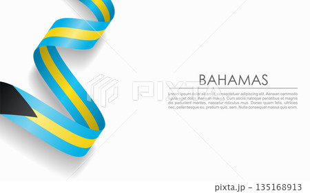 Bahamian flag wavy ribbon, ideal for patriotic or cultural design themes. Vector illustration. Bahamian flag wavy ribbon, ideal for patriotic or cultural design themes. Vector illustration. 135168913