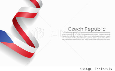 Czech flag wavy ribbon, ideal for patriotic or cultural design themes. Vector illustration. Czech flag wavy ribbon, ideal for patriotic or cultural design themes. Vector illustration. 135168915