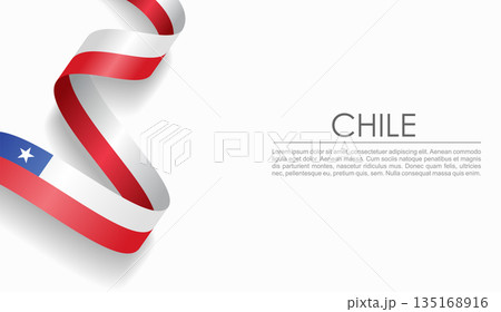 Chilean flag wavy ribbon, ideal for patriotic or cultural design themes. Vector illustration. Chilean flag wavy ribbon, ideal for patriotic or cultural design themes. Vector illustration. 135168916