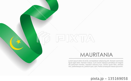 Mauritanian flag wavy ribbon, ideal for patriotic or cultural design themes. Vector illustration. Mauritanian flag wavy ribbon, ideal for patriotic or cultural design themes. Vector illustration. 135169058