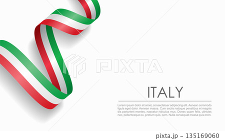 Italian flag wavy ribbon, ideal for patriotic or cultural design themes. Vector illustration. Italian flag wavy ribbon, ideal for patriotic or cultural design themes. Vector illustration. 135169060