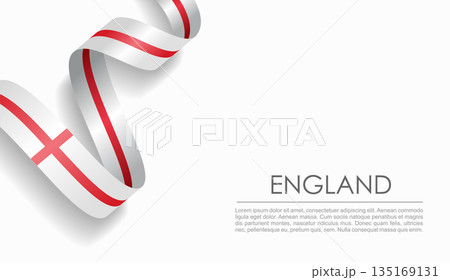 English flag wavy ribbon, ideal for patriotic or cultural design themes. Vector illustration. English flag wavy ribbon, ideal for patriotic or cultural design themes. Vector illustration. 135169131