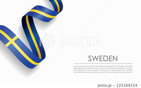 Swedish flag wavy ribbon, ideal for patriotic or cultural design themes. Vector illustration. Swedish flag wavy ribbon, ideal for patriotic or cultural design themes. Vector illustration. 135169154