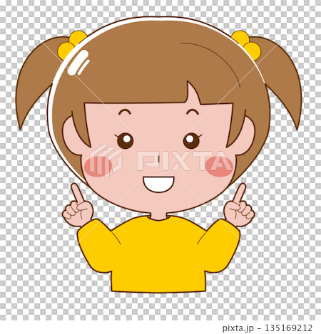両手で指差しする笑顔の女の子 135169212