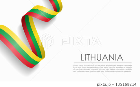 Lithuanian flag wavy ribbon, ideal for patriotic or cultural design themes. Vector illustration. Lithuanian flag wavy ribbon, ideal for patriotic or cultural design themes. Vector illustration. 135169214