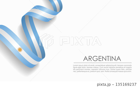 Argentinian flag wavy ribbon, ideal for patriotic or cultural design themes. Vector illustration. Argentinian flag wavy ribbon, ideal for patriotic or cultural design themes. Vector illustration. 135169237