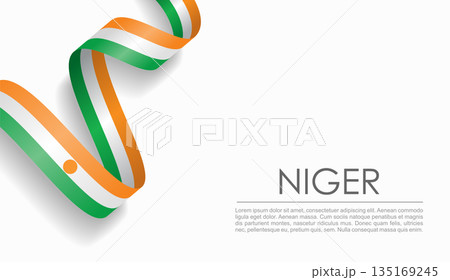 Niger flag wavy ribbon, ideal for patriotic or cultural design themes. Vector illustration. Niger flag wavy ribbon, ideal for patriotic or cultural design themes. Vector illustration. 135169245